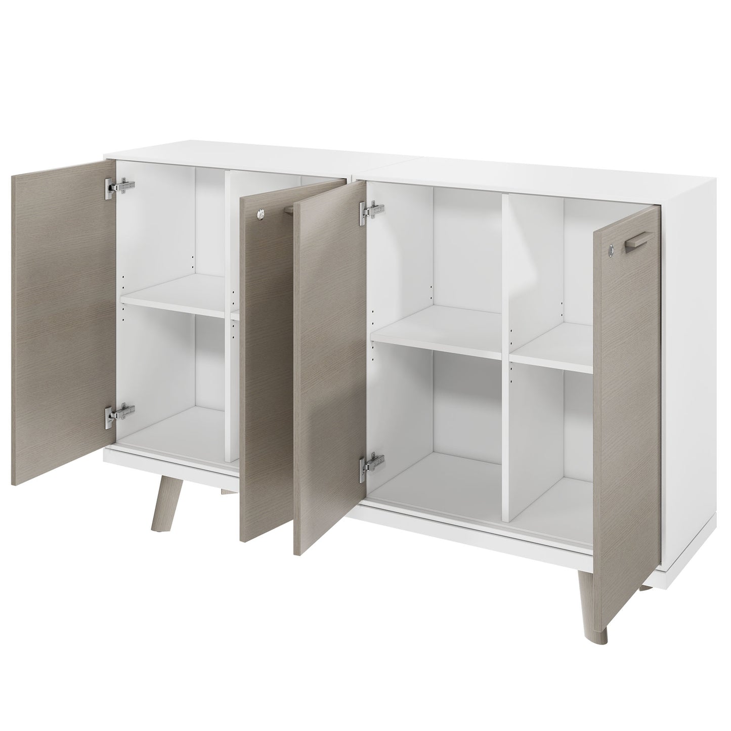 BRALCO RAIL Highboard | 2 OH, 1600 x 400 mm, Eiche Hellgrau