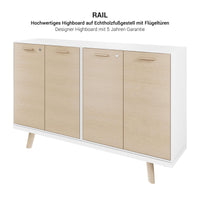 BRALCO RAIL Highboard | 2 OH, 1600 x 400 mm, Eiche Dunkelgrau