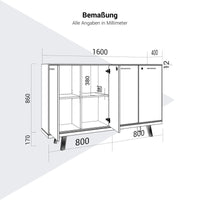 Buffet haut BRALCO RAIL | 2 OH, 1600 x 400 mm, chêne noir