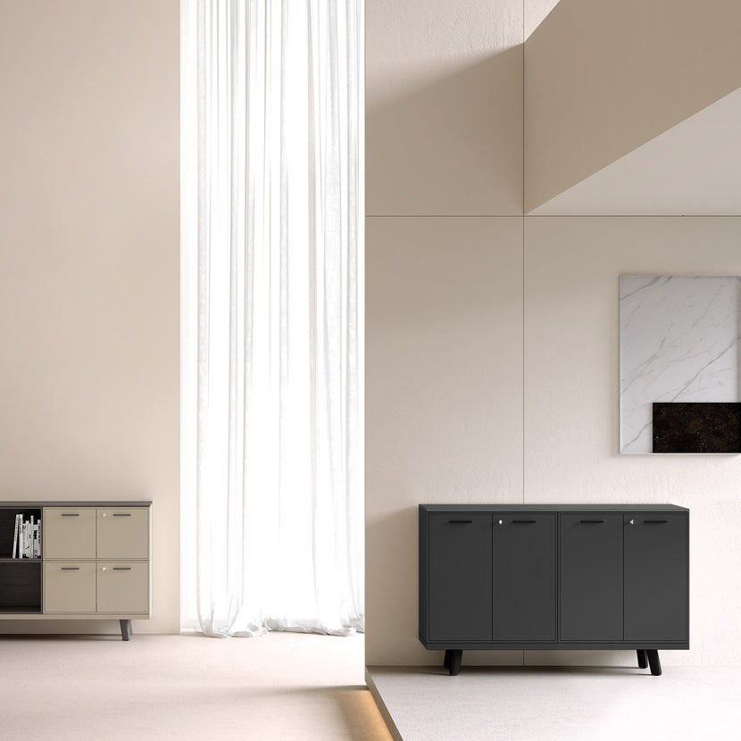 BRALCO RAIL Highboard | 2 OH, 1600 x 400 mm, Eiche Carbon