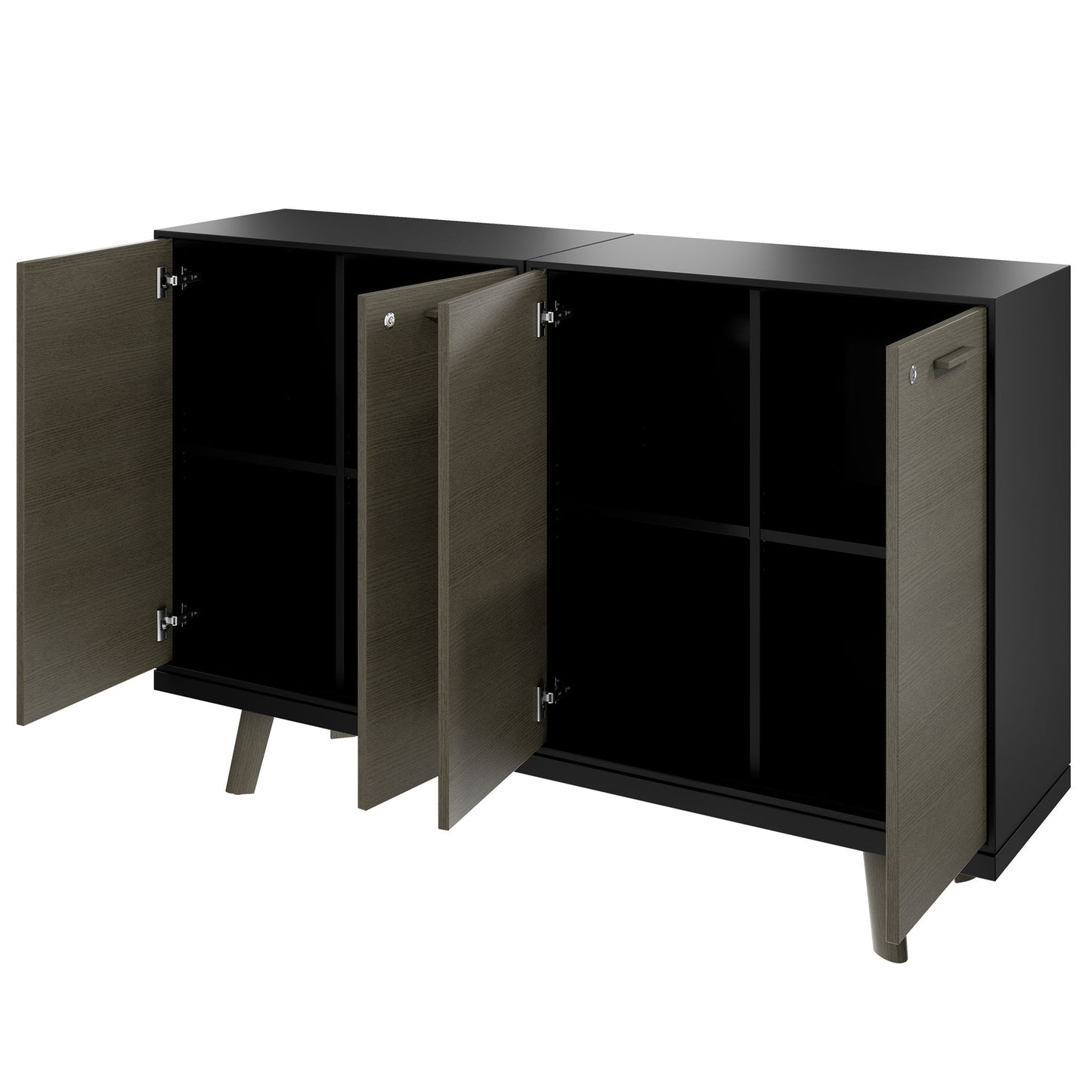 BRALCO RAIL highboard | 2 OH, 1600 x 400 mm, dark gray oak