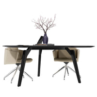 BRALCO RAIL meeting table | Triangular, 1794 x 1716 mm (6 people), real wood, black oak