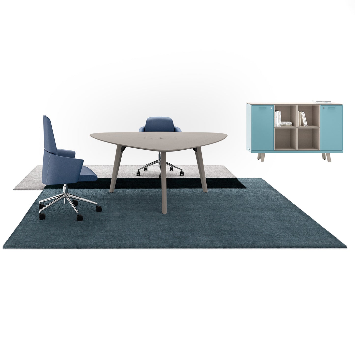 BRALCO RAIL meeting table | Triangular, 1794 x 1716 mm (6 people), real wood, carbon oak