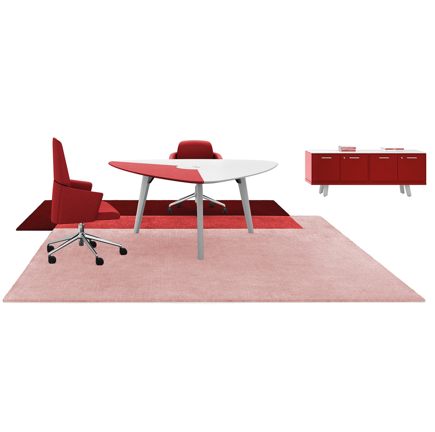 BRALCO RAIL meeting table | Triangular, 1794 x 1716 mm (6 people), real wood, carbon oak