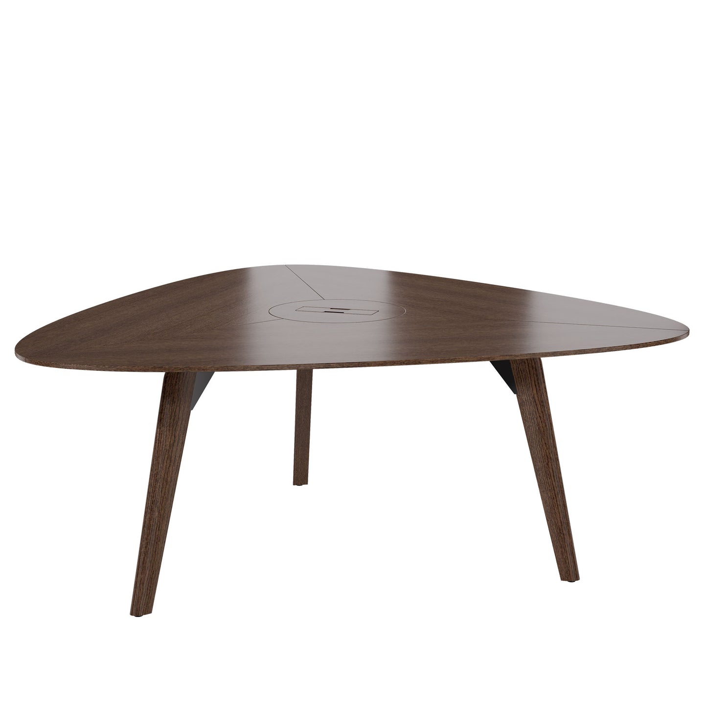 BRALCO RAIL meeting table | Triangular, 1794 x 1716 mm (6 people), real wood, tobacco oak