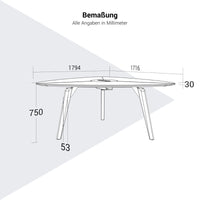 BRALCO RAIL Meeting table | Triangular, 1794 x 1716 mm (6 persons), real wood, white oak