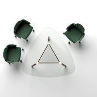BRALCO RAIL meeting table | Triangular, 1794 x 1716 mm (6 people), gray tinted glass table top