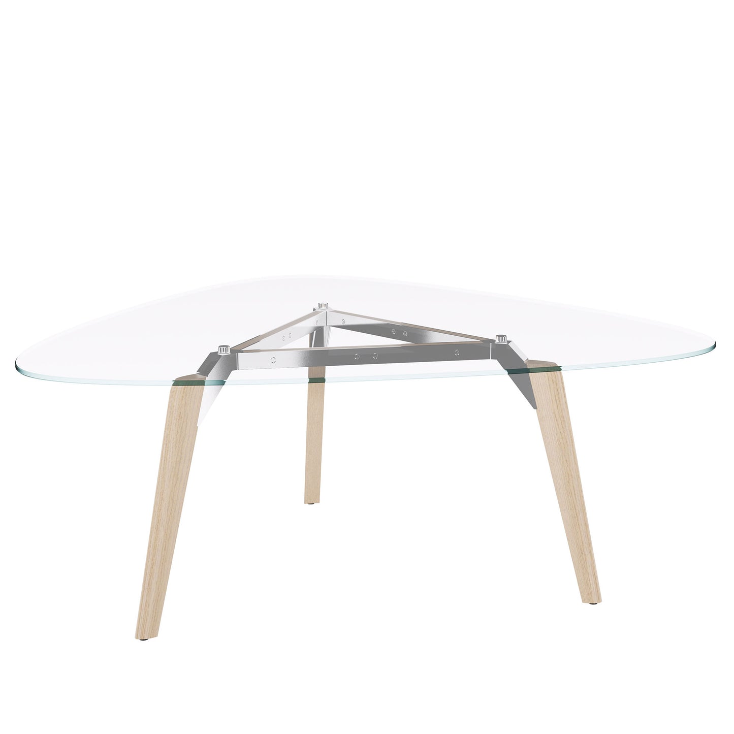 Bralco RAIL Tableau de réunion | Triangulaire, 1794 x 1716 mm (6 personnes), plaque de table en verre