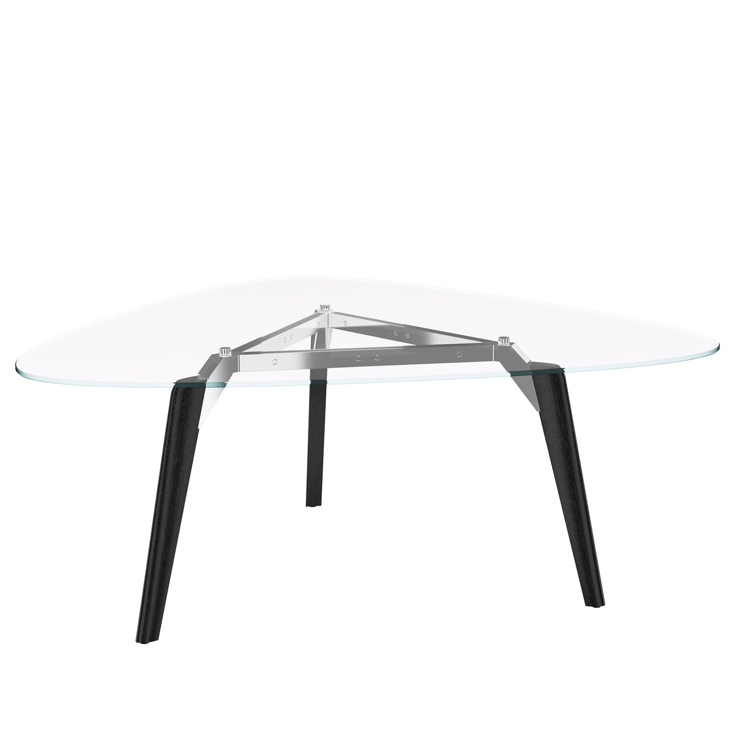 Bralco Rail Conference Table | Triangolare, 1794 x 1716 mm (6 persone), piastra da tavolo di vetro