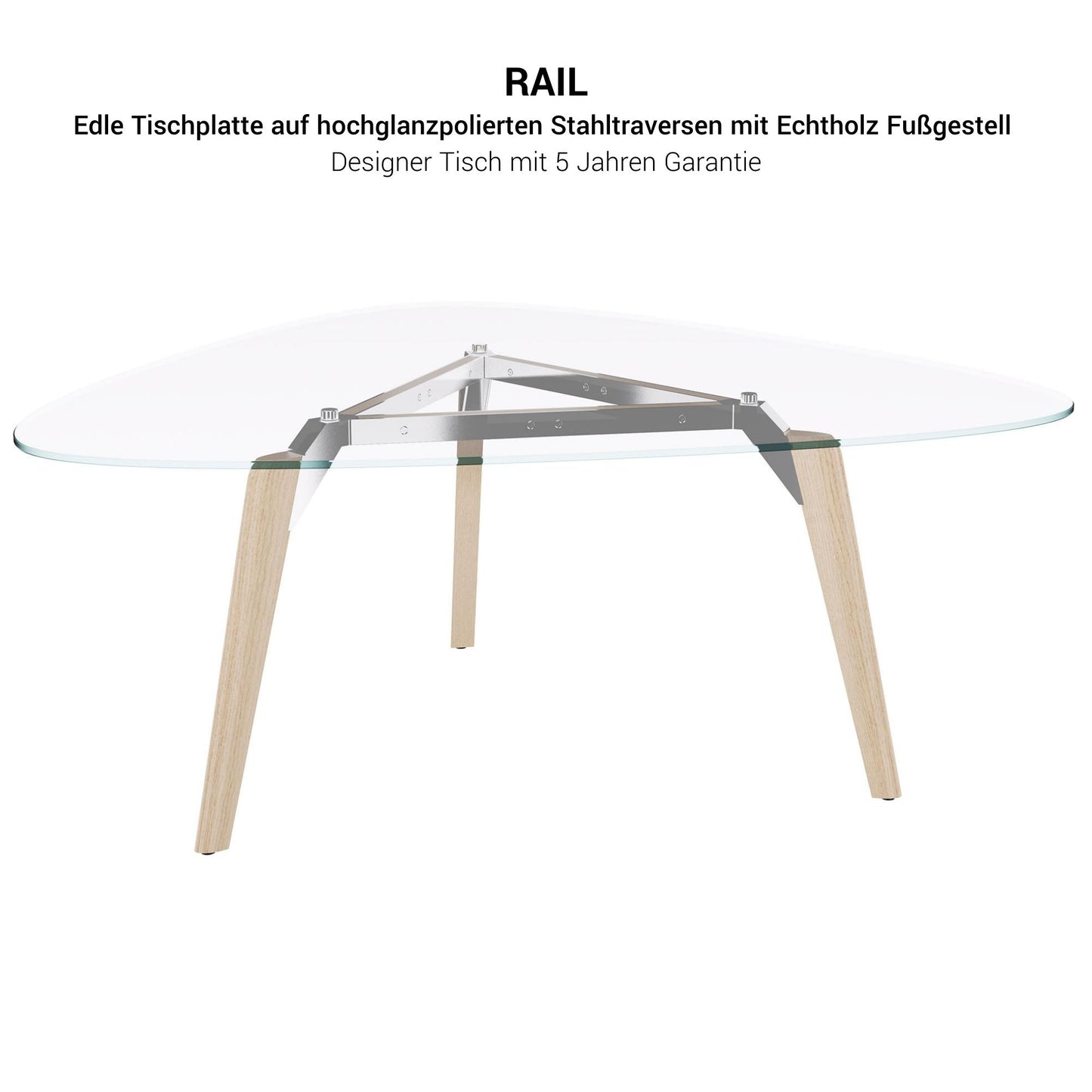 BRALCO RAIL meeting table | Triangular, 1794 x 1716 mm (6 people), gray tinted glass table top