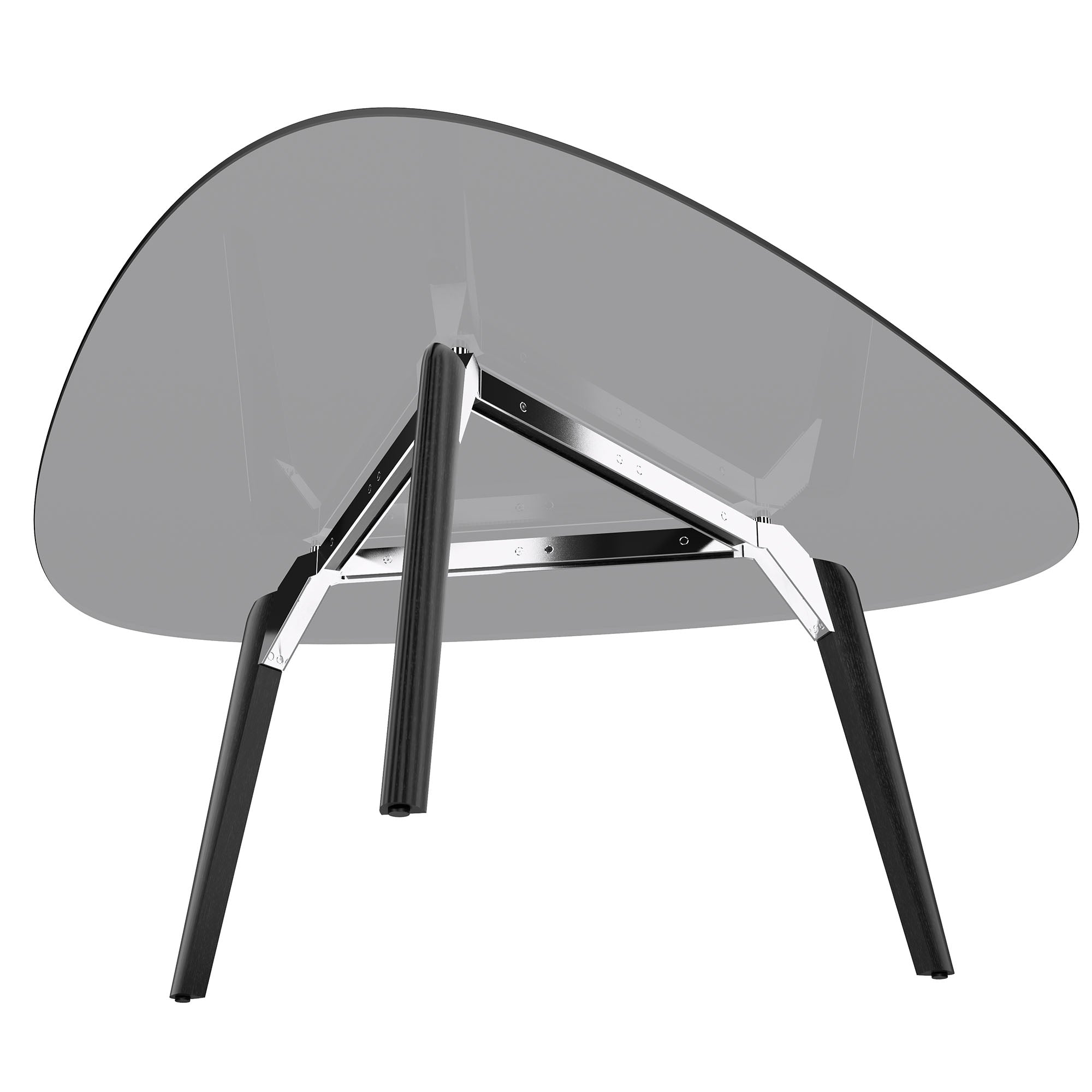 BRALCO RAIL meeting table | Triangular, 1794 x 1716 mm (6 people), gray tinted glass table top