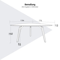 Bralco Rail Conference Table | Triangolare, 1794 x 1716 mm (6 persone), piastra da tavolo di vetro