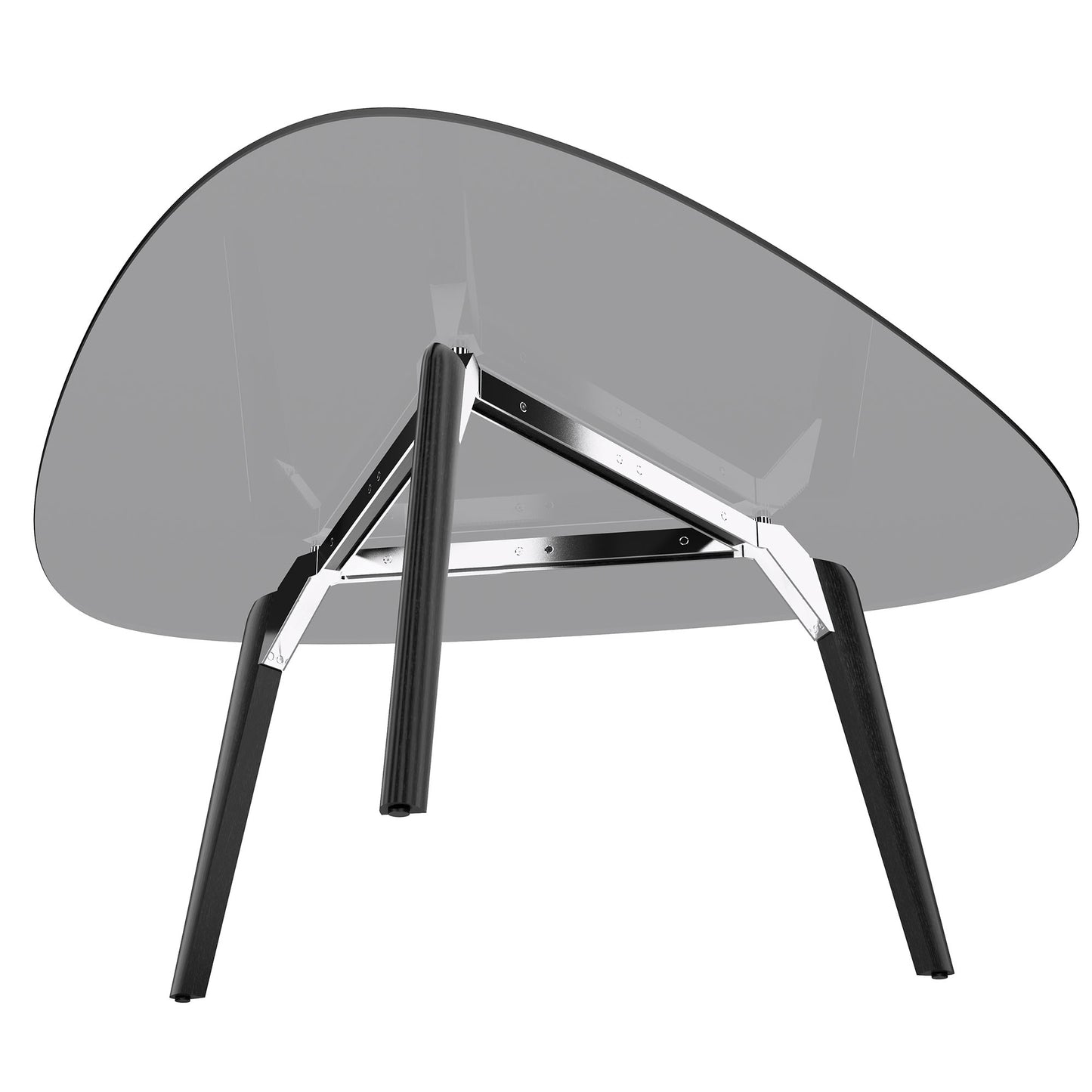 Bralco RAIL Tableau de réunion | Triangulaire, 1794 x 1716 mm (6 personnes), plaque de table en verre teintée de gris