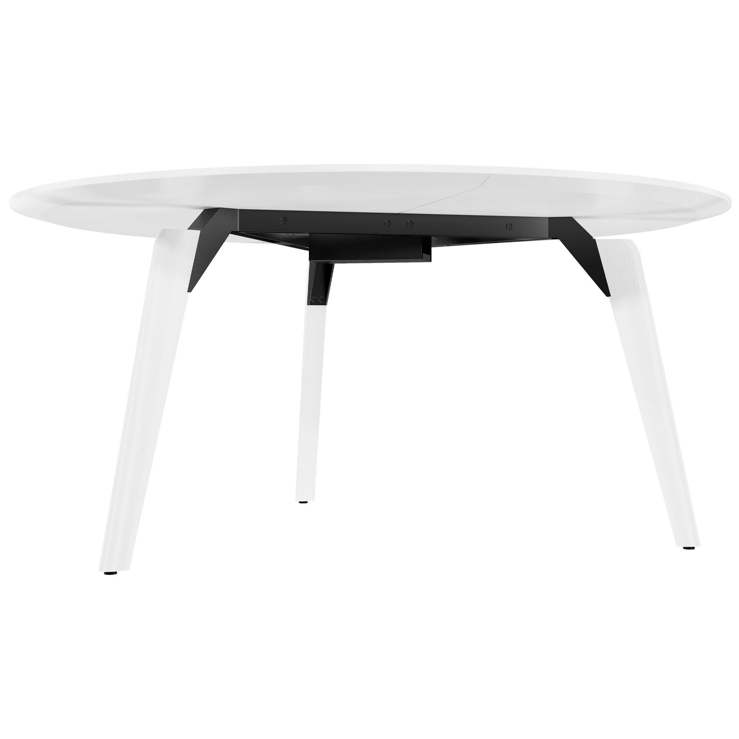 Bralco RAIL Tableau de réunion | Round, 1200 - 1600 mm (4 - 6 personnes), vrai bois, chêne blanc