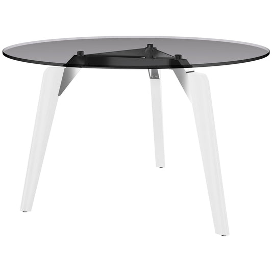 Bralco Rail Conference Table | Round, 1200-1600 mm (4-6 persone), piastra da tavolo di vetro color grigio, enorme telaio in legno di quercia