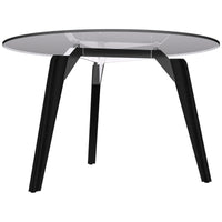 BRALCO RAIL meeting table | Round, 1200 - 1600 mm (4 - 6 people), gray tinted glass table top, solid oak wood frame