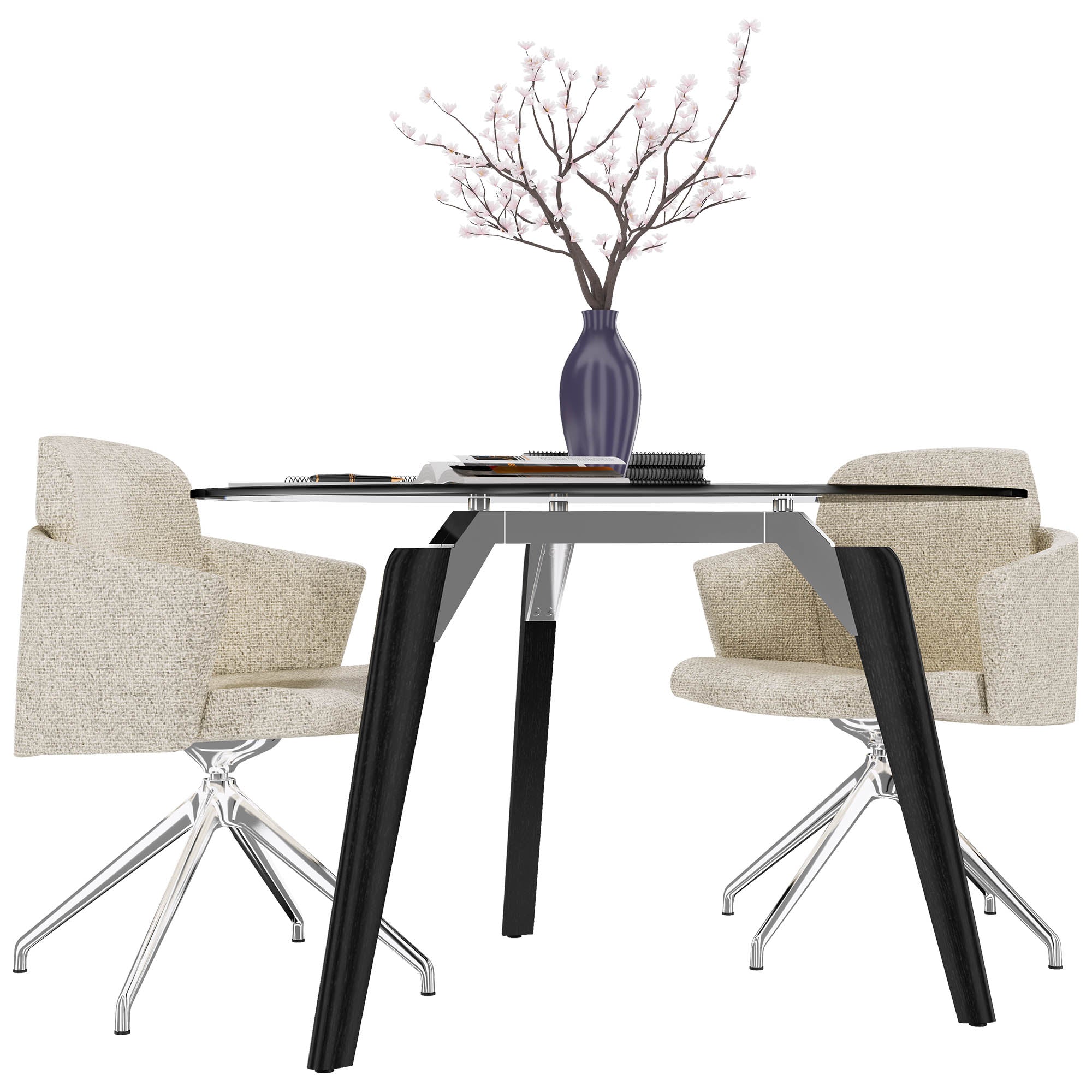 BRALCO RAIL meeting table | Round, 1200 - 1600 mm (4 - 6 people), gray tinted glass table top, solid oak wood frame
