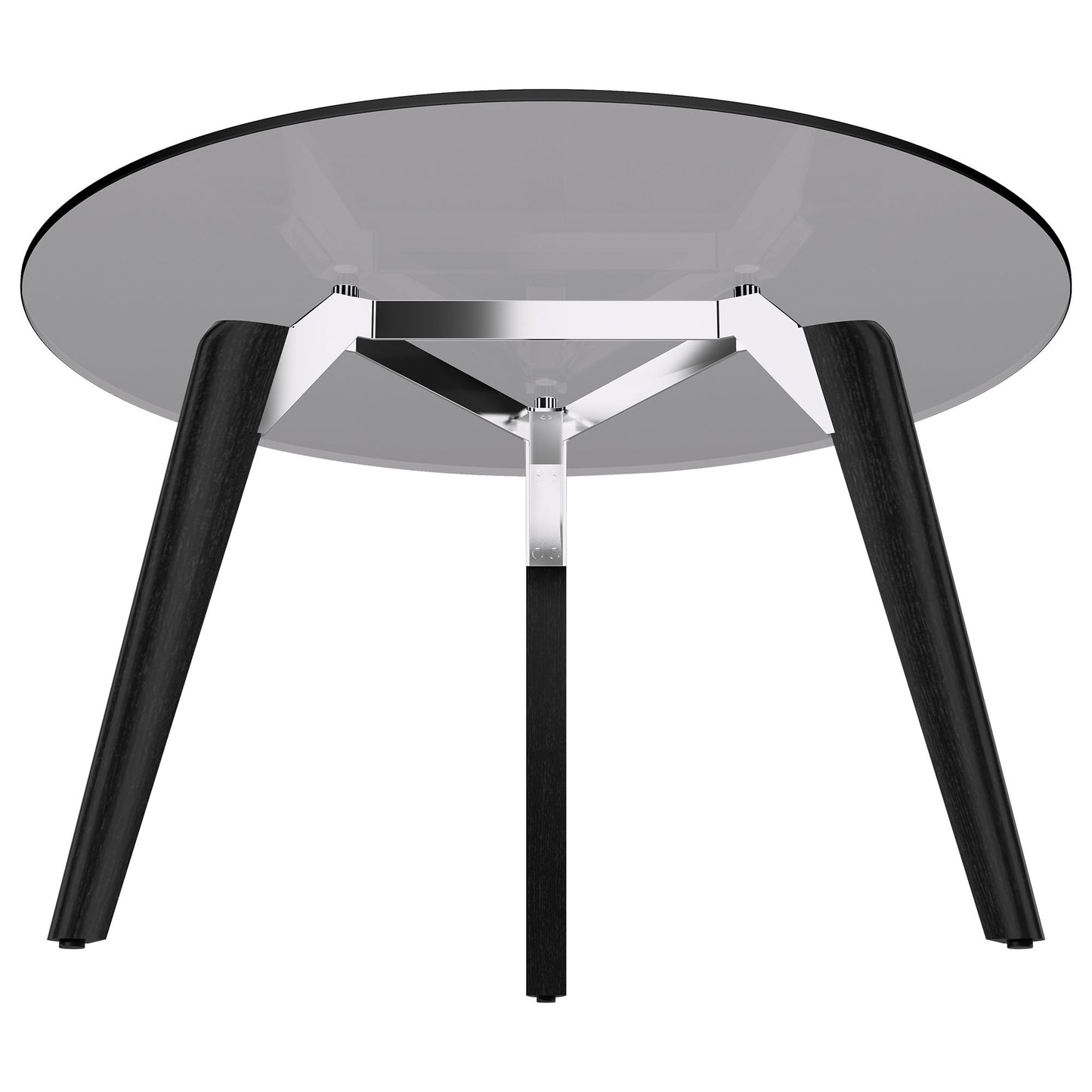 BRALCO RAIL meeting table | Round, 1200 - 1600 mm (4 - 6 people), gray tinted glass table top, solid oak wood frame