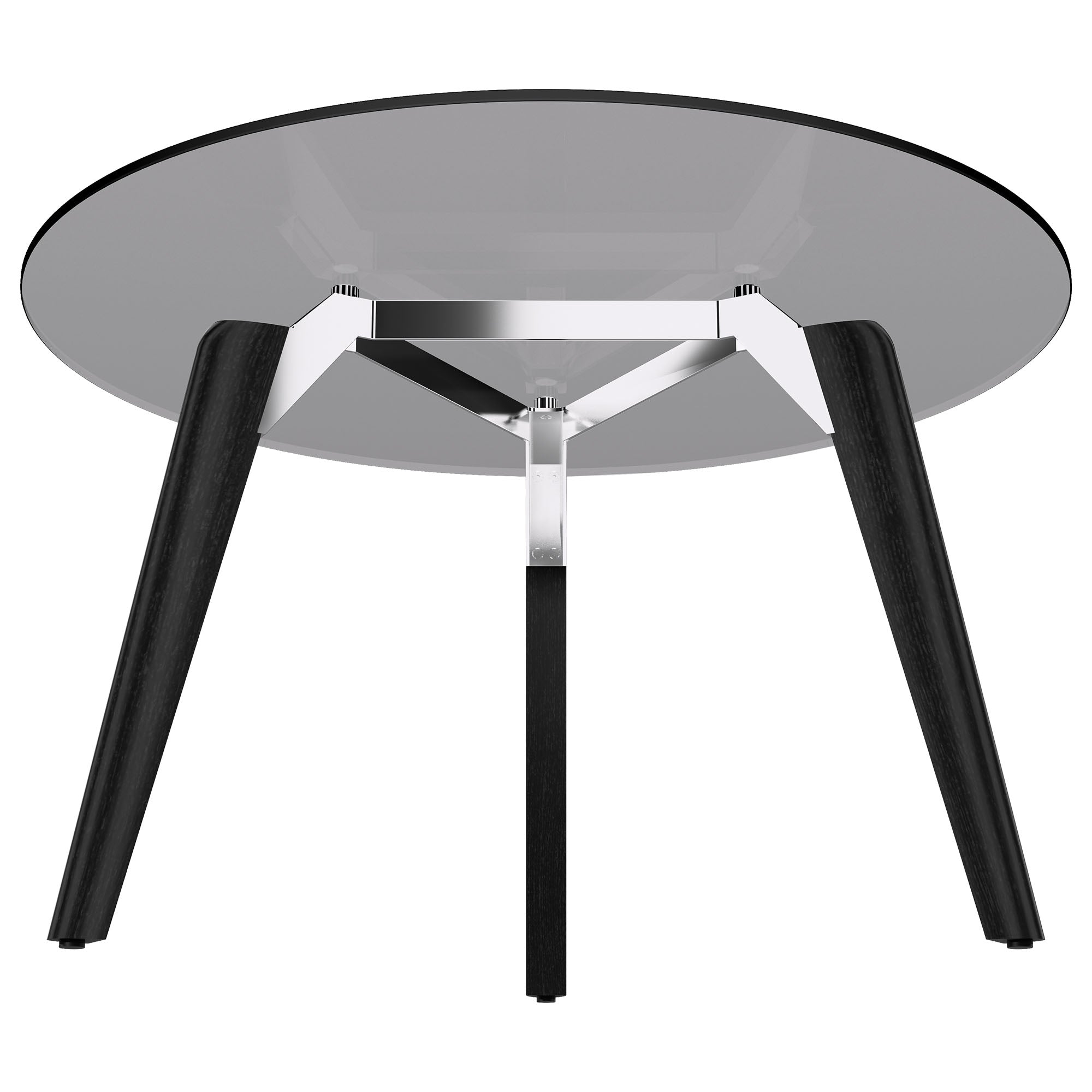 BRALCO RAIL meeting table | Round, 1200 - 1600 mm (4 - 6 people), gray tinted glass table top, solid oak wood frame
