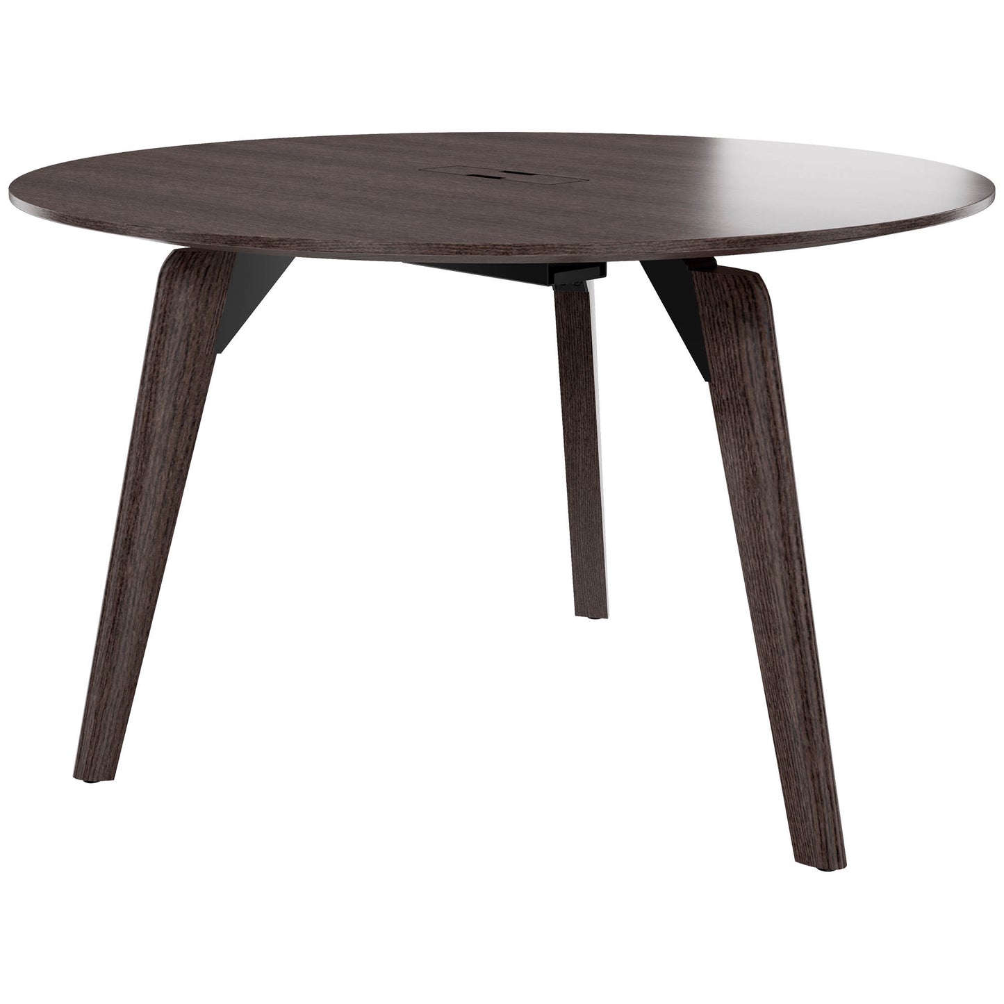 BRALCO RAIL meeting table | Round, 1200 - 1600 mm (4 - 6 people), real wood, carbon oak