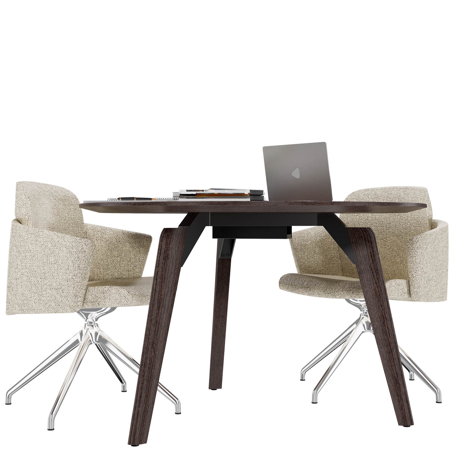 BRALCO RAIL meeting table | Round, 1200 - 1600 mm (4 - 6 people), real wood, carbon oak