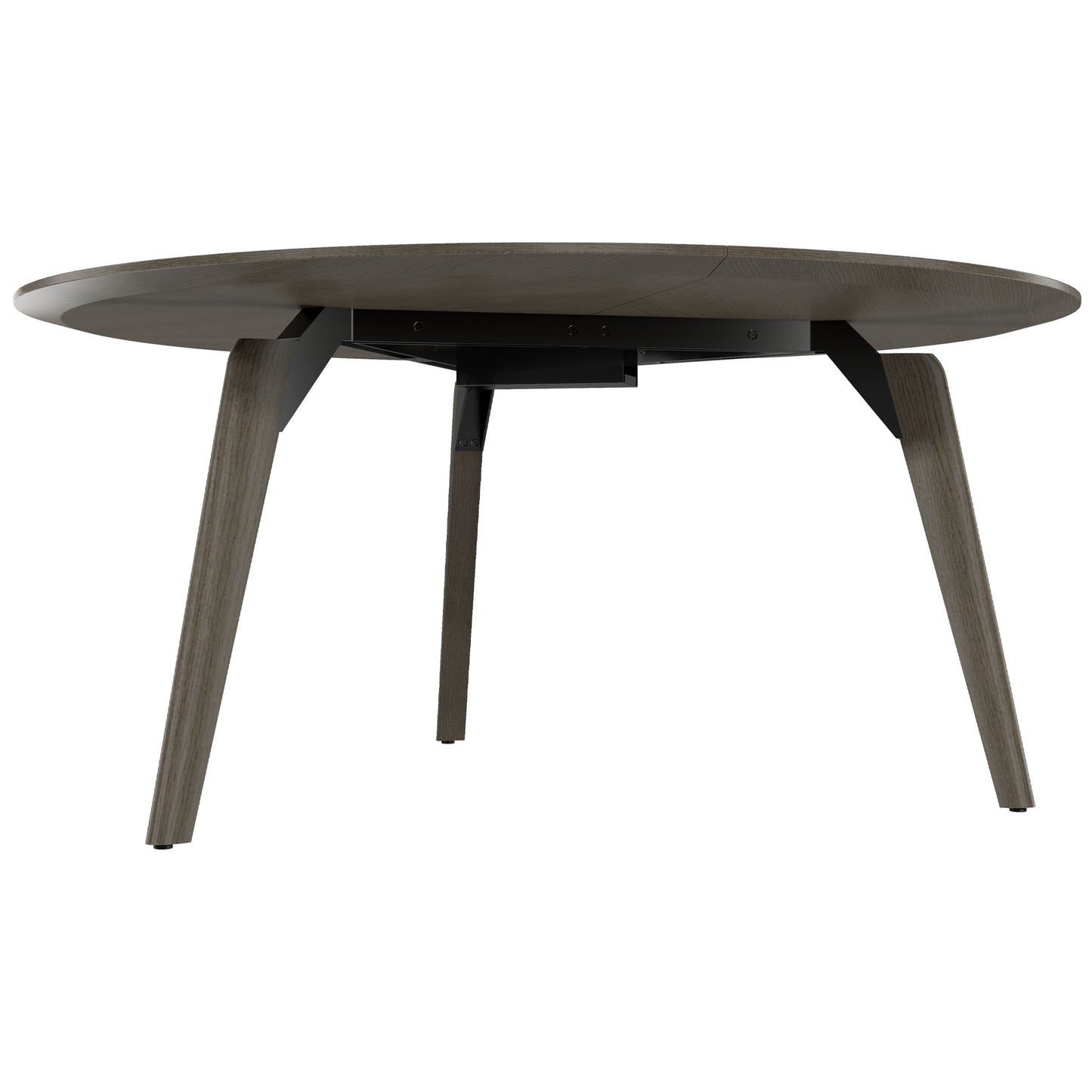 Bralco RAIL Tableau de réunion | Round, 1200 - 1600 mm (4 - 6 personnes), vrai bois, chêne gris foncé