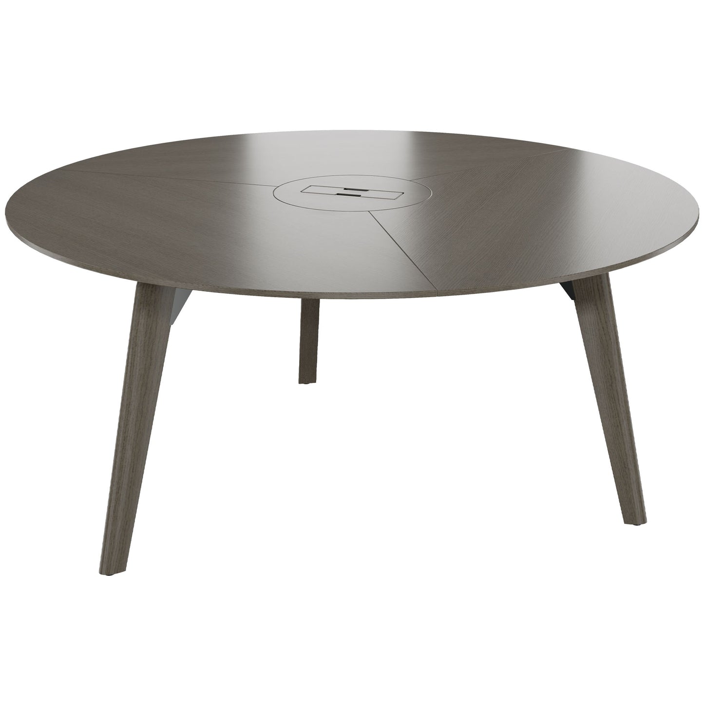 BRALCO RAIL meeting table | Round, 1200 - 1600 mm (4 - 6 people), real wood, dark gray oak