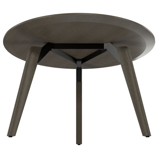 Table de réunion BRALCO RAIL | Rond, 1200 - 1600 mm (4 - 6 personnes), bois véritable, chêne gris foncé