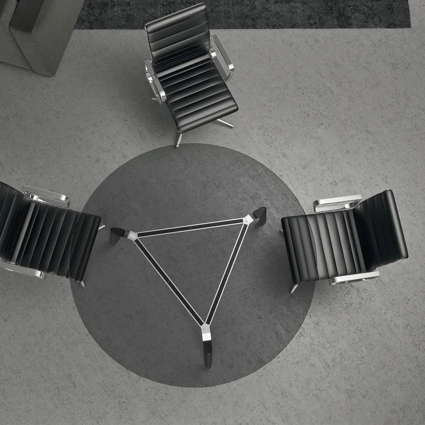 Bralco RAIL Tableau de réunion | Round, 1200 - 1600 mm (4 - 6 personnes), vrai bois, chêne gris clair