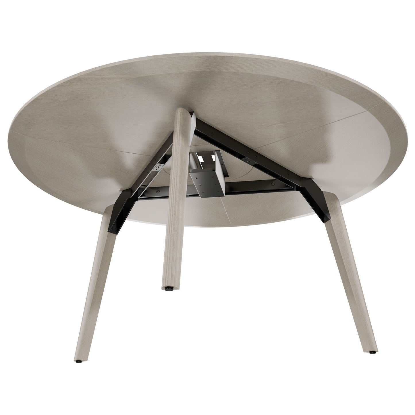 Bralco RAIL Tableau de réunion | Round, 1200 - 1600 mm (4 - 6 personnes), vrai bois, chêne gris clair