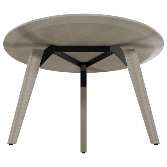 Table de réunion BRALCO RAIL | Rond, 1200 - 1600 mm (4 - 6 personnes), bois véritable, chêne gris clair