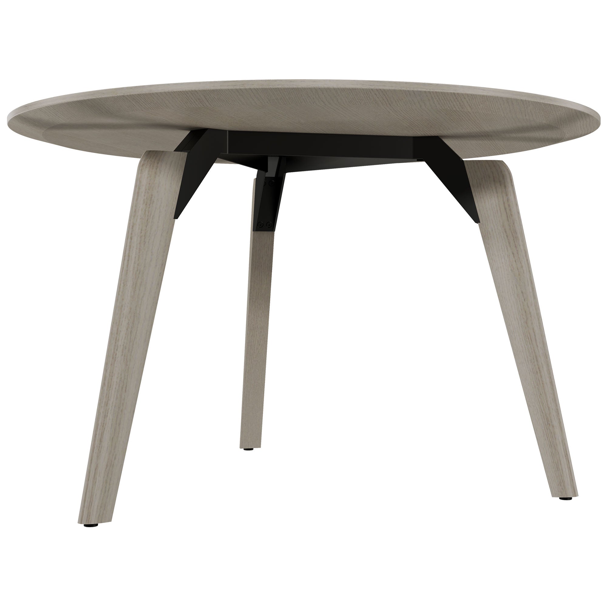 BRALCO RAIL meeting table | Round, 1200 - 1600 mm (4 - 6 people), real wood, light gray oak