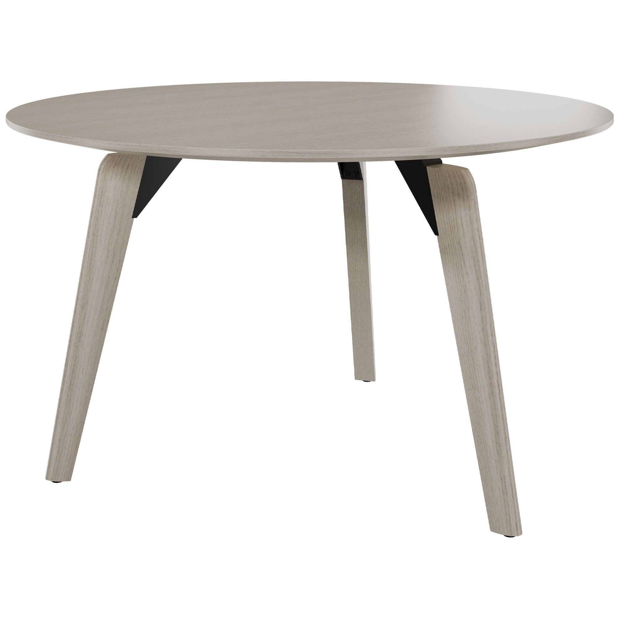 BRALCO RAIL meeting table | Round, 1200 - 1600 mm (4 - 6 people), real wood, light gray oak