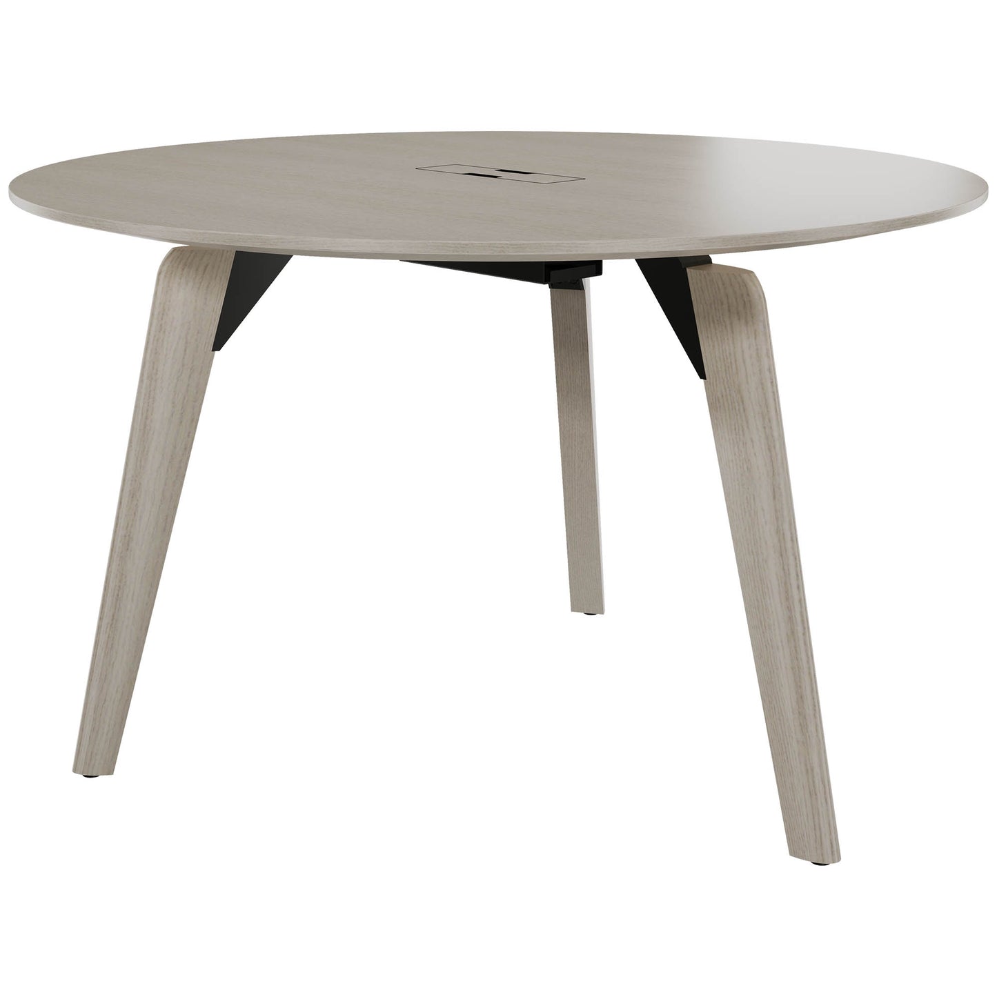 BRALCO RAIL meeting table | Round, 1200 - 1600 mm (4 - 6 people), real wood, light gray oak