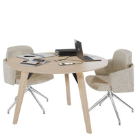 Bralco Rail Conference Table | Round, 1200 - 1600 mm (4 - 6 persone), legno reale, natura di quercia