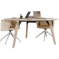 Bralco Rail Conference Table | Round, 1200 - 1600 mm (4 - 6 persone), legno reale, natura di quercia