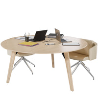 Bralco Rail Conference Table | Round, 1200 - 1600 mm (4 - 6 persone), legno reale, natura di quercia