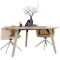 Bralco Rail Conference Table | Round, 1200 - 1600 mm (4 - 6 persone), legno reale, natura di quercia