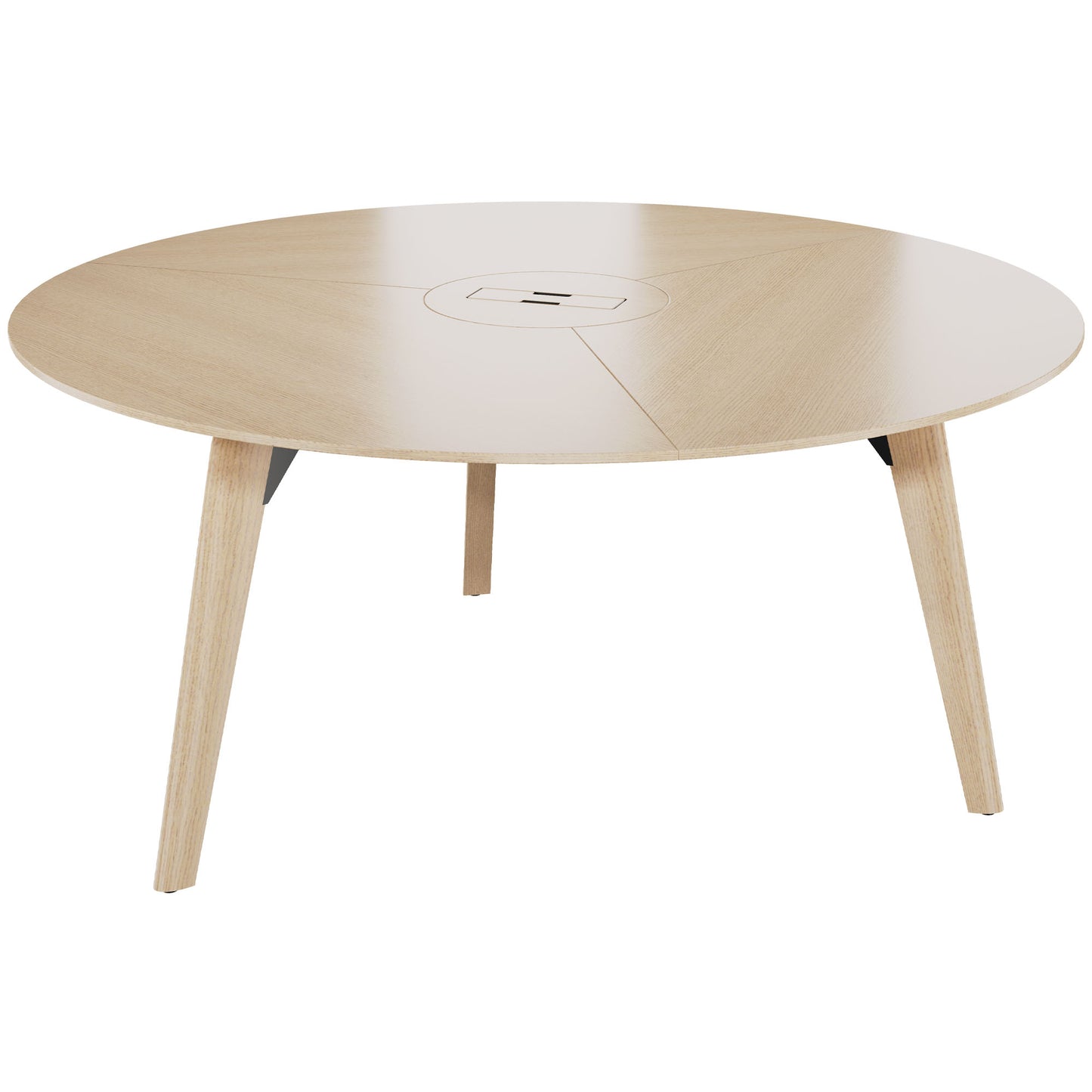 Bralco RAIL Tableau de réunion | Round, 1200 - 1600 mm (4 - 6 personnes), vrai bois, nature de chêne