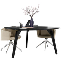 Table de réunion BRALCO RAIL | Rond, 1200 - 1600 mm (4 - 6 personnes), bois véritable, chêne noir