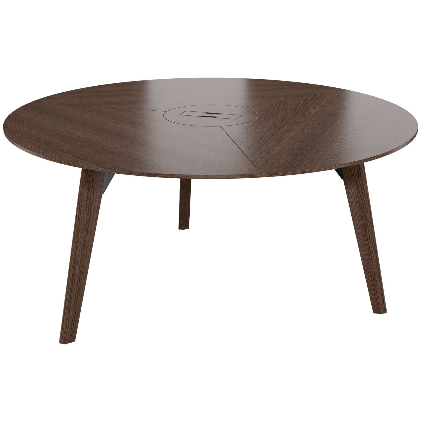 Table de réunion BRALCO RAIL | Rond, 1200 - 1600 mm (4 - 6 personnes), bois véritable, chêne tabac