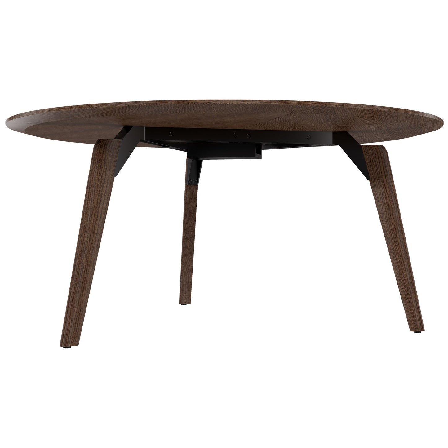 Table de réunion BRALCO RAIL | Rond, 1200 - 1600 mm (4 - 6 personnes), bois véritable, chêne tabac