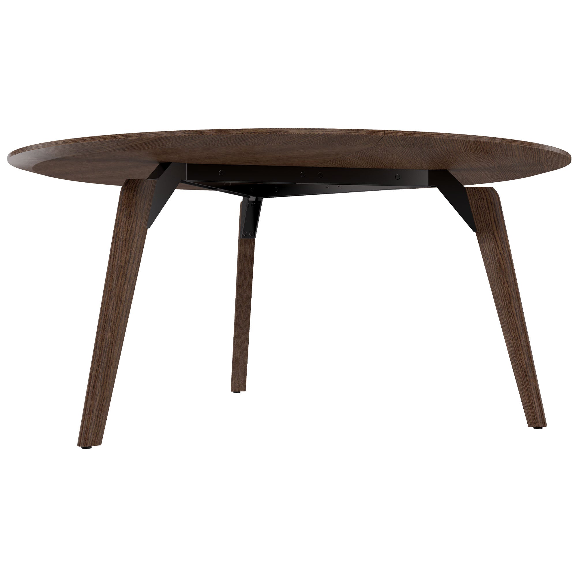 Bralco RAIL Tableau de réunion | Round, 1200 - 1600 mm (4 - 6 personnes), du vrai bois, du tabac en chêne