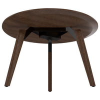 Table de réunion BRALCO RAIL | Rond, 1200 - 1600 mm (4 - 6 personnes), bois véritable, chêne tabac