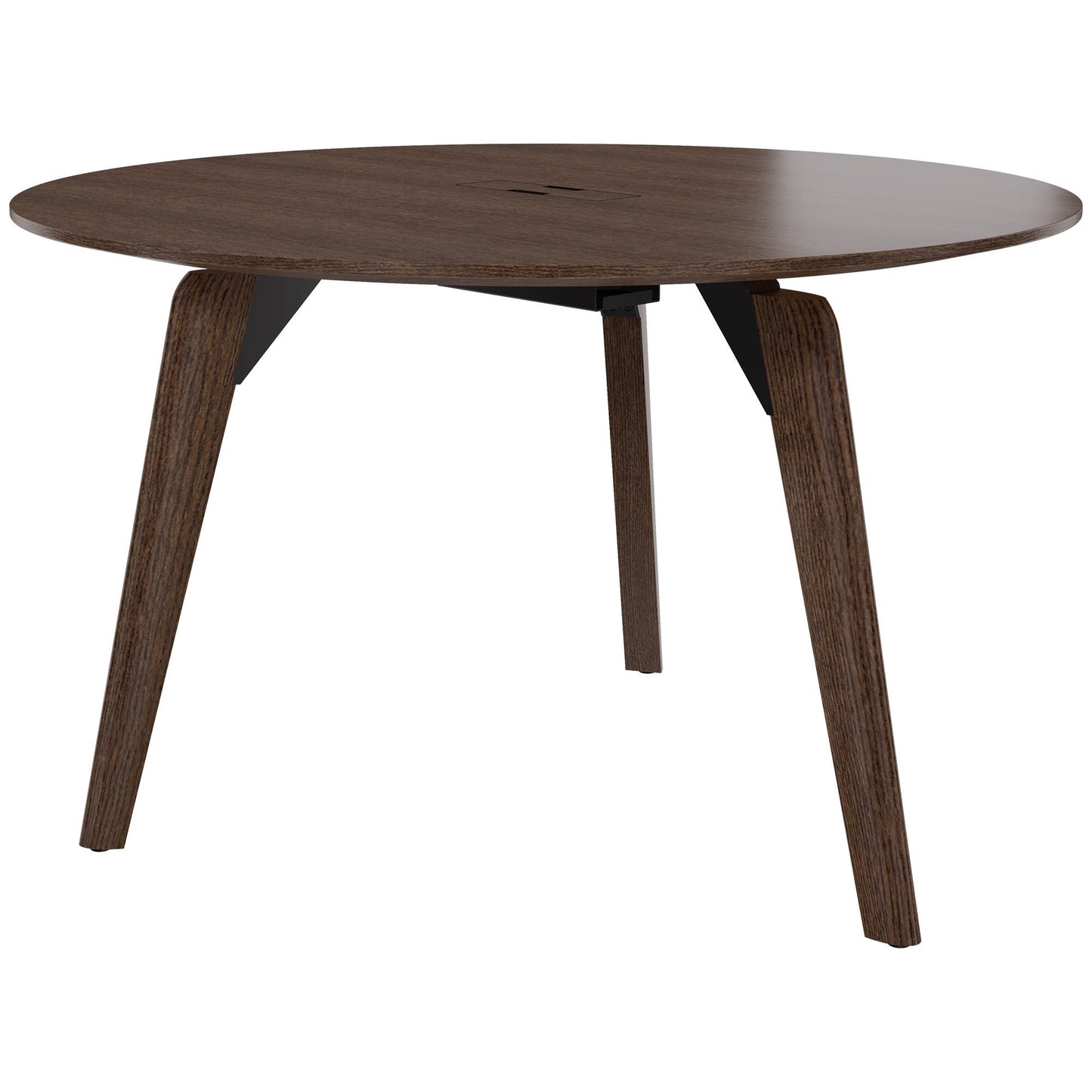 Table de réunion BRALCO RAIL | Rond, 1200 - 1600 mm (4 - 6 personnes), bois véritable, chêne tabac