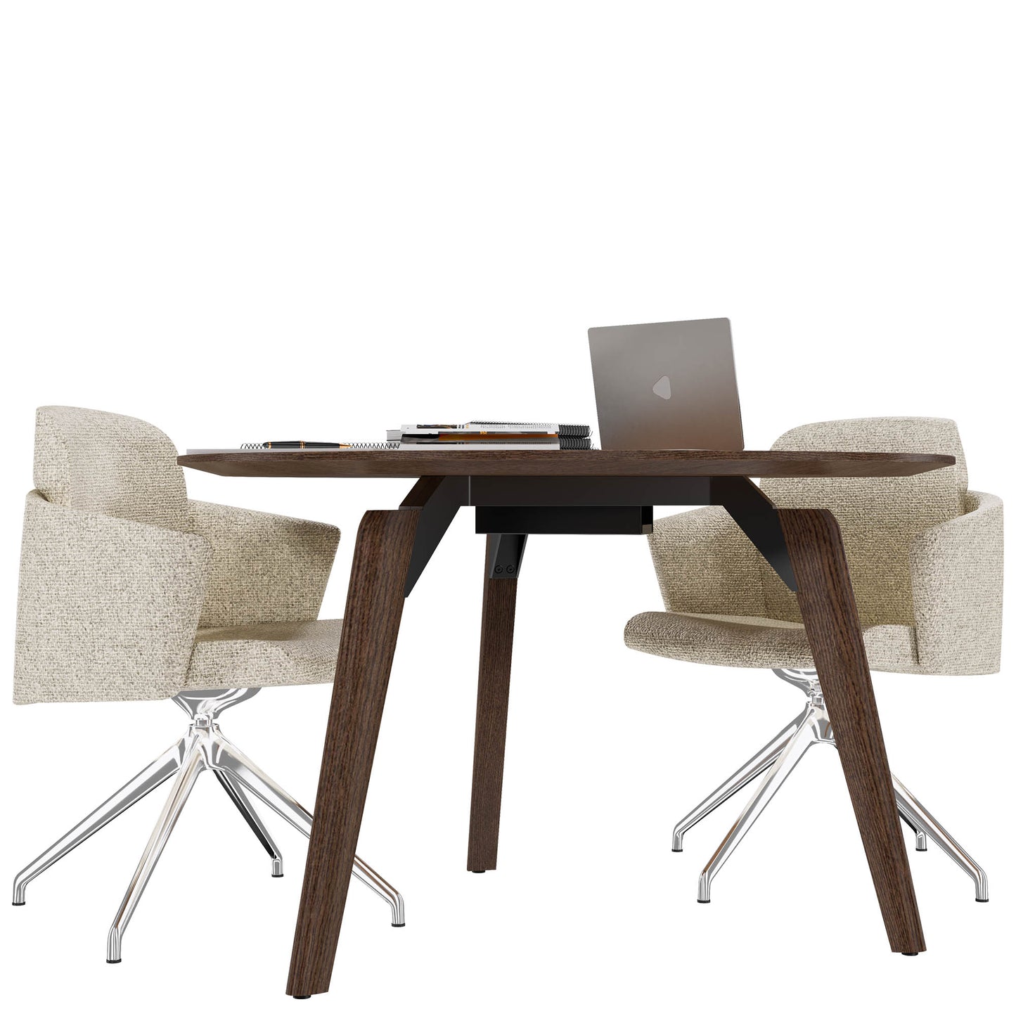 BRALCO RAIL meeting table | Round, 1200 - 1600 mm (4 - 6 people), real wood, tobacco oak