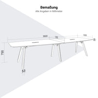 Bralco Rail Conference table | 3600 x 1200 mm, oak white