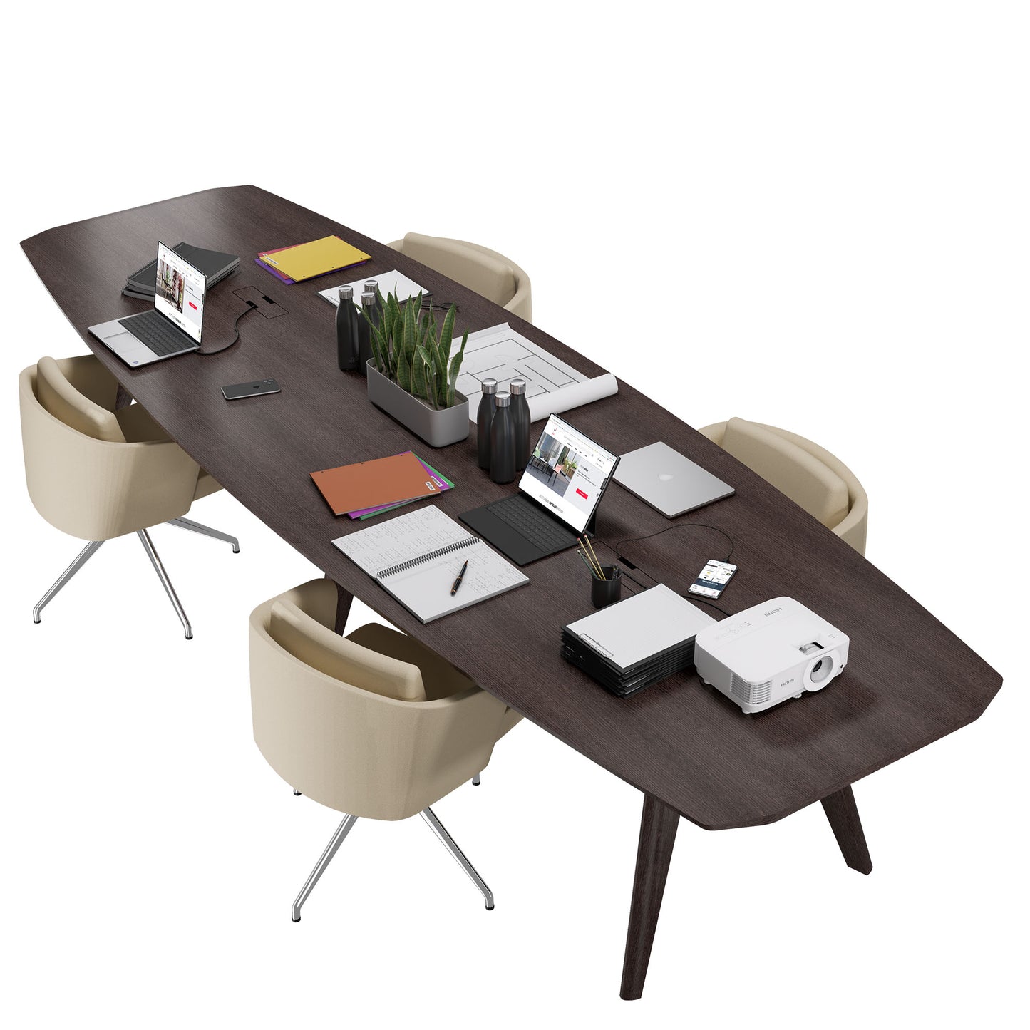 BRALCO RAIL conference table | 3600 x 1200 mm, carbon oak