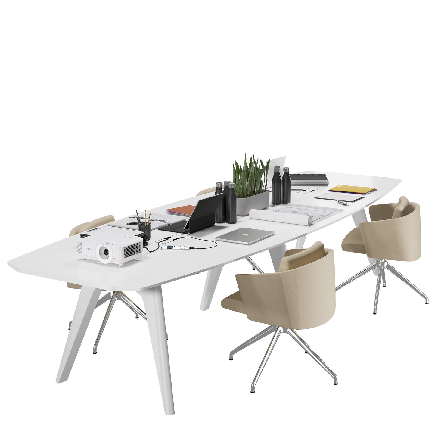 Bralco RAIL Conference table | 3600 x 1200 mm, oak white