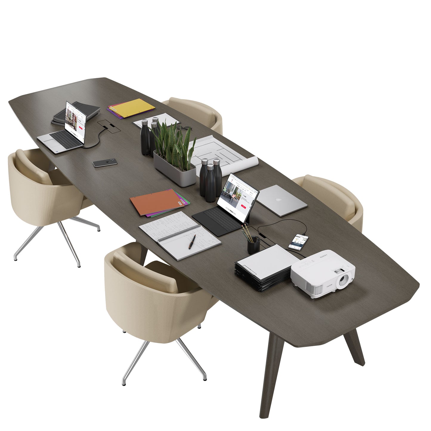 BRALCO RAIL conference table | 3600 x 1200 mm, dark gray oak